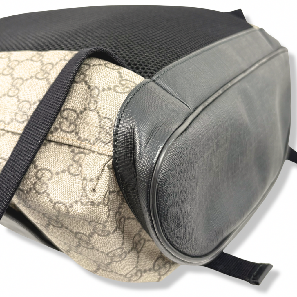 Backpack GG Supreme Monogram Beige & Black Leather Trim