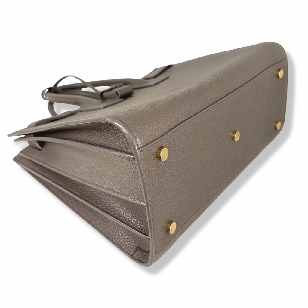 Sac De Jour Grey Grained Calfskin Leather