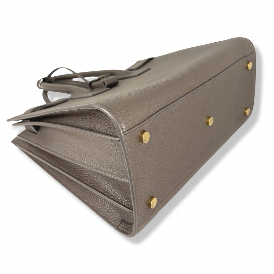 Sac De Jour Grey Grained Calfskin Leather