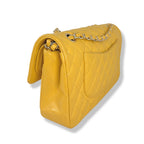 Classic Double Flap Medium Mustard Caviar Leather Gold Hardware