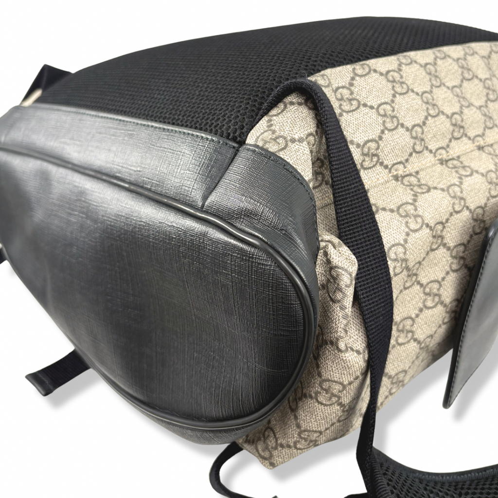 Backpack GG Supreme Monogram Beige & Black Leather Trim
