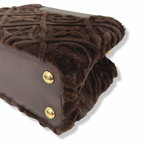 Capucines BB Brown Quilted Fur Gold Hardware