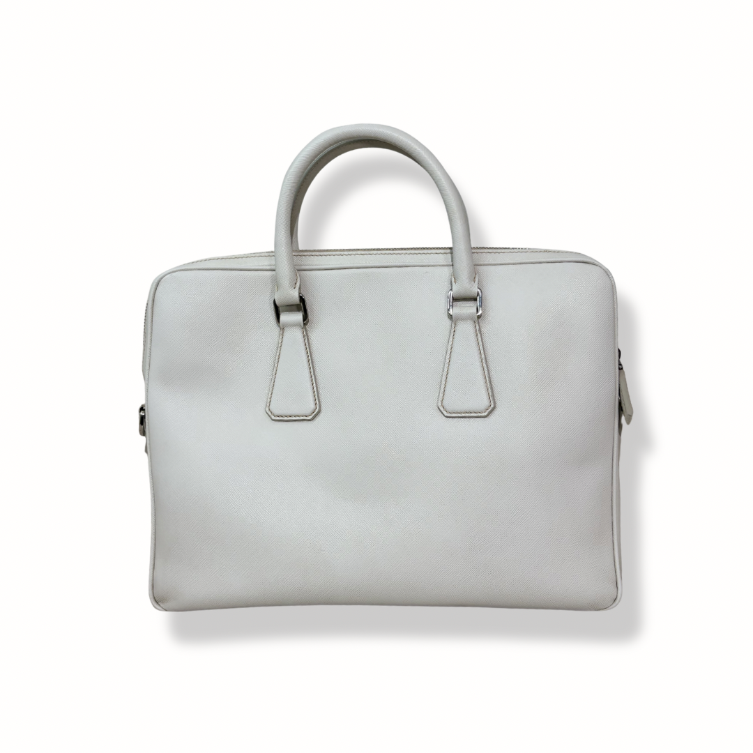 Saffiano Travel Galleria Briefcase/Laptop Bag White