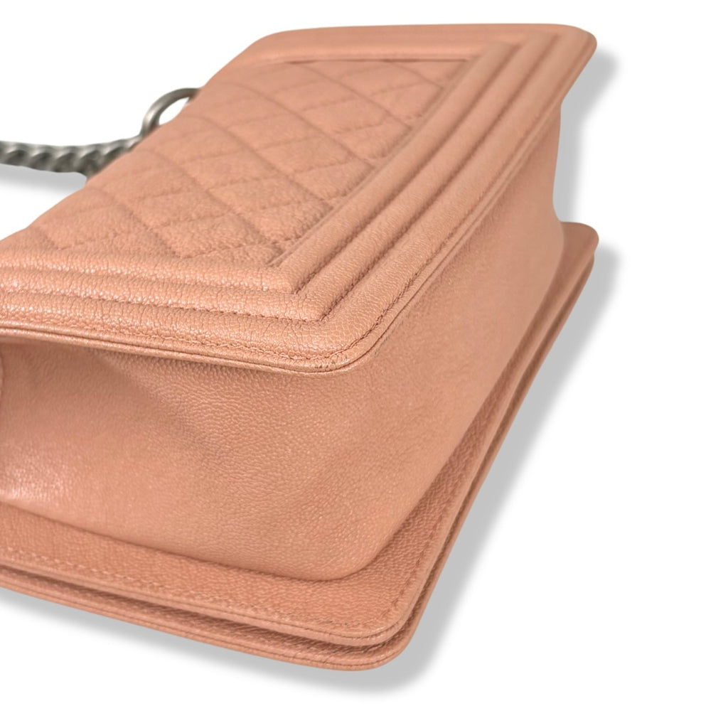 Boy Flap Blush Pink Caviar Leather Silver-Tone Hardware