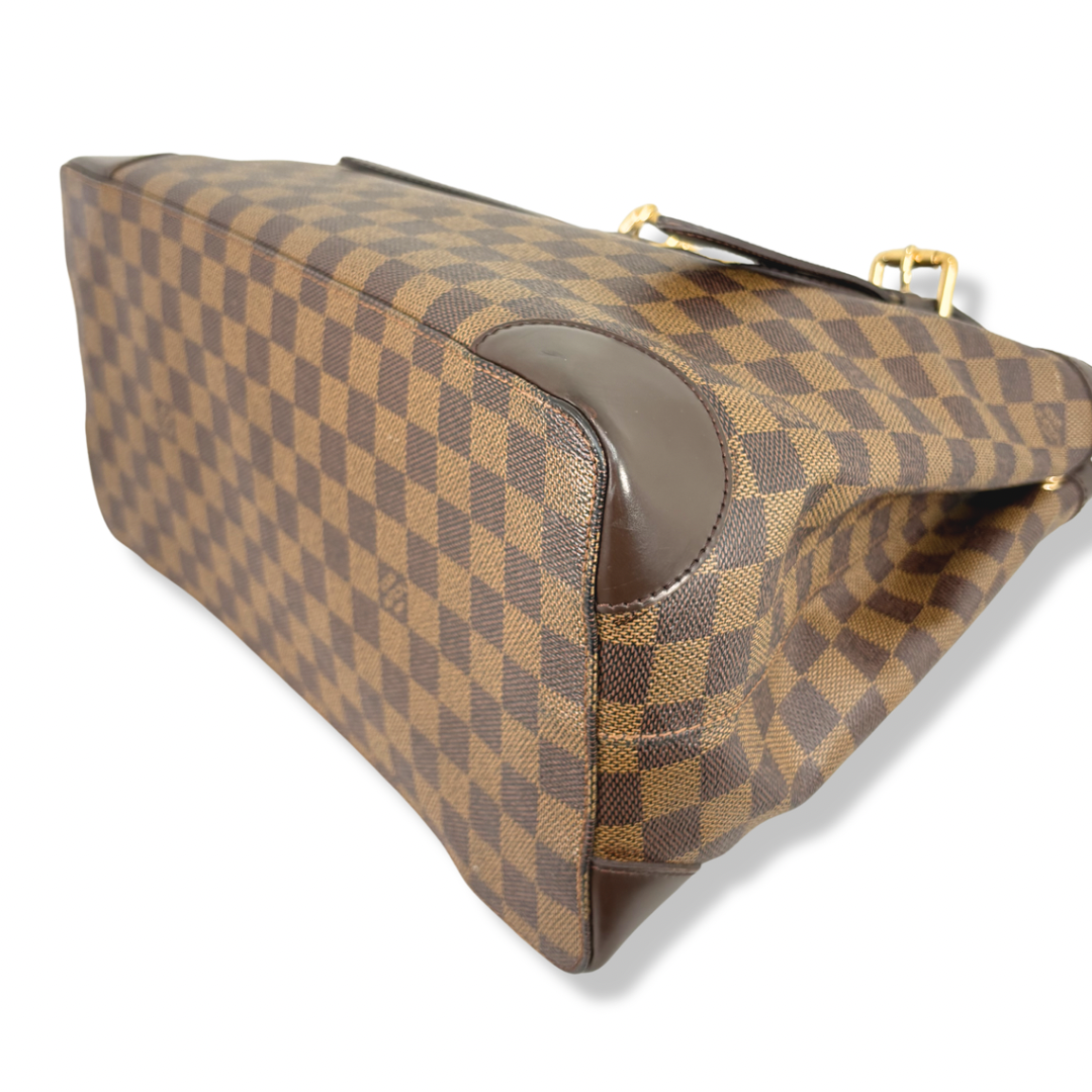 Hampstead MM Damier Ebene Leather Gold Hardware