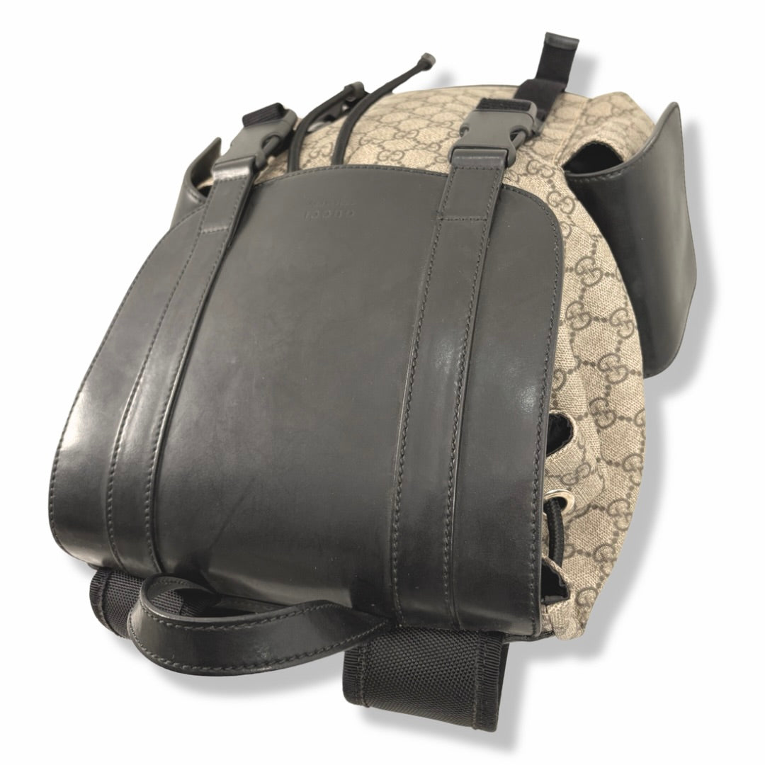 Backpack GG Supreme Monogram Beige & Black Leather Trim – Jess