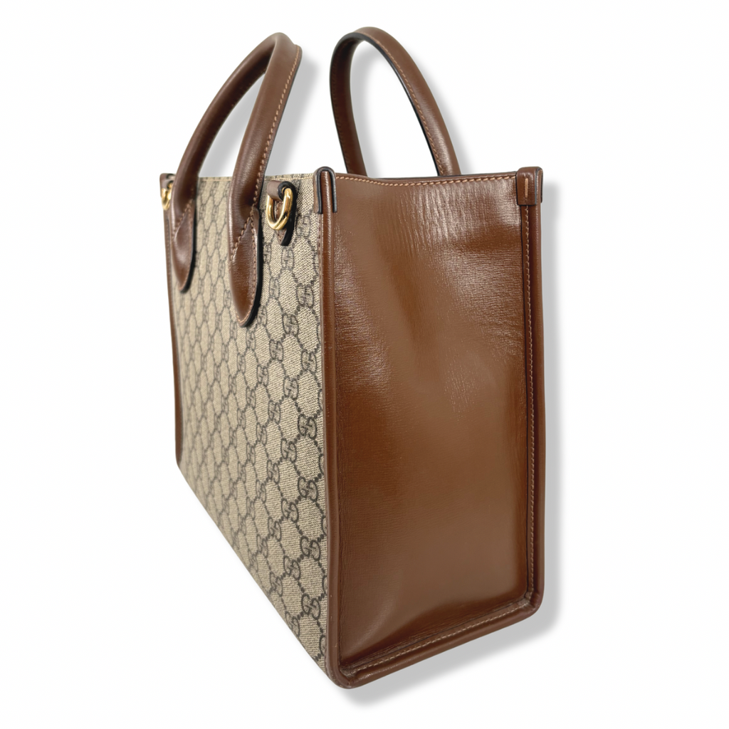 GG Supreme Canvas Small Tote Bag Beige & Ebony