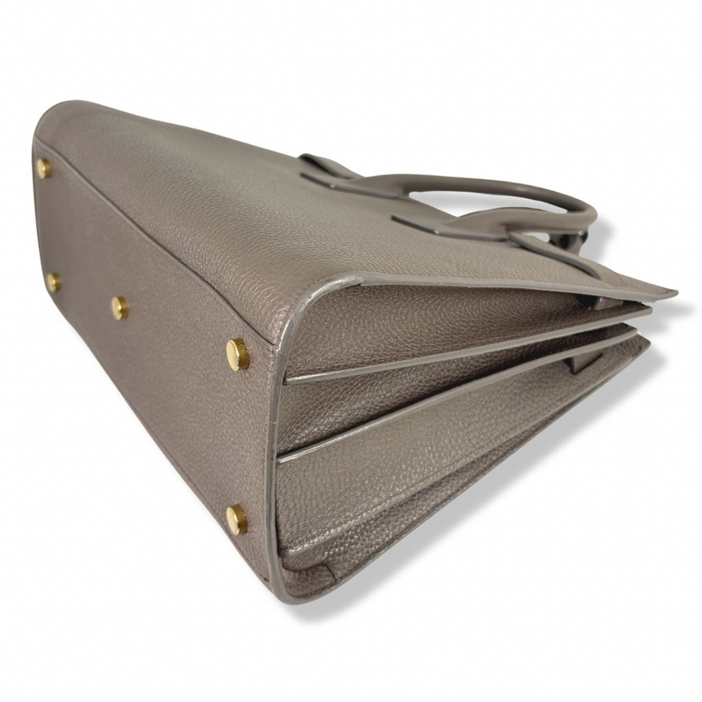 Sac De Jour Grey Grained Calfskin Leather