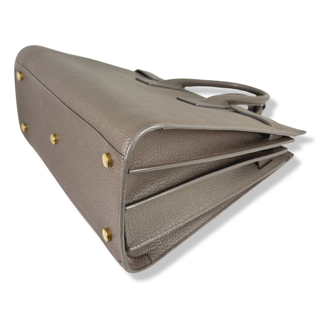 Sac De Jour Grey Grained Calfskin Leather