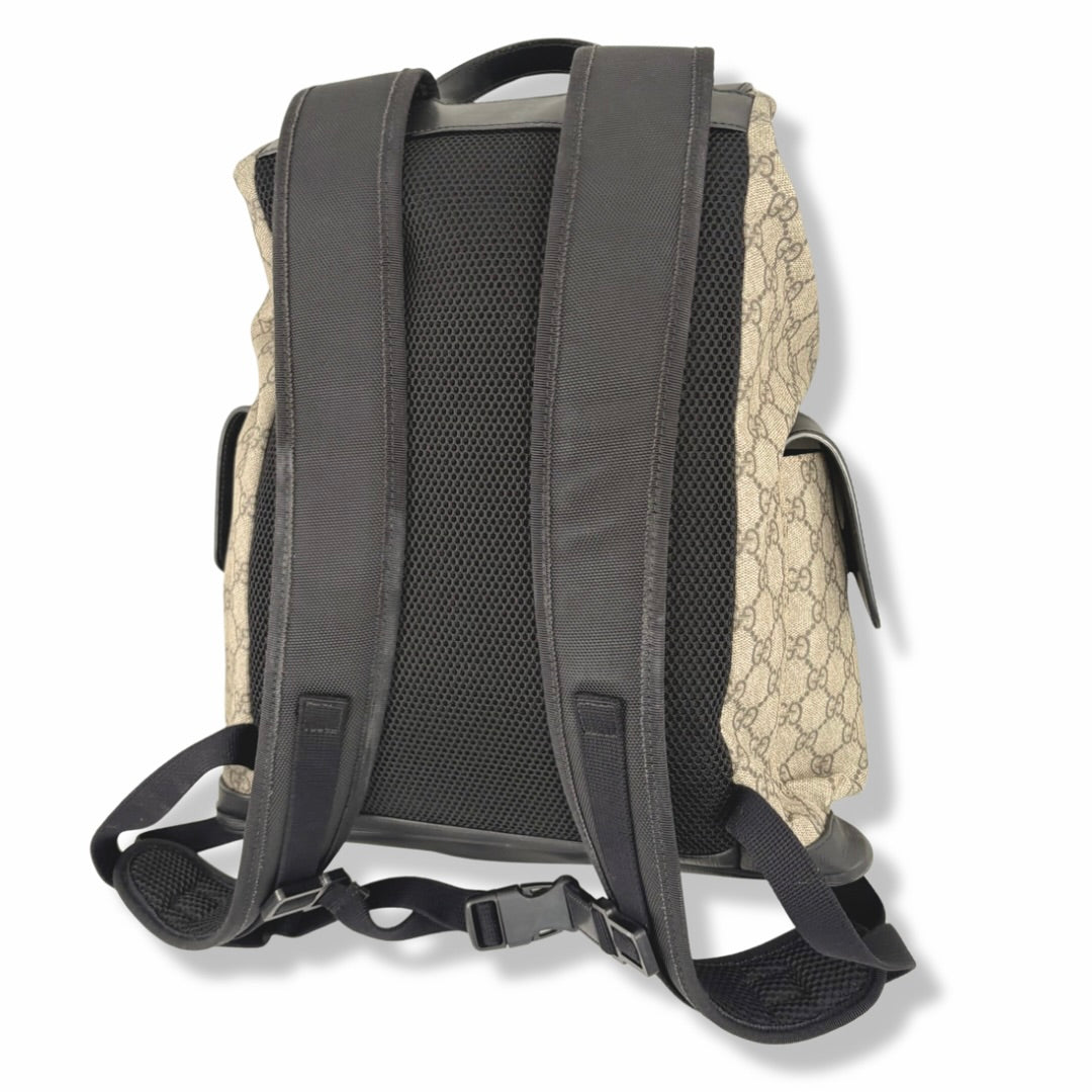 Backpack GG Supreme Monogram Beige & Black Leather Trim – Jess