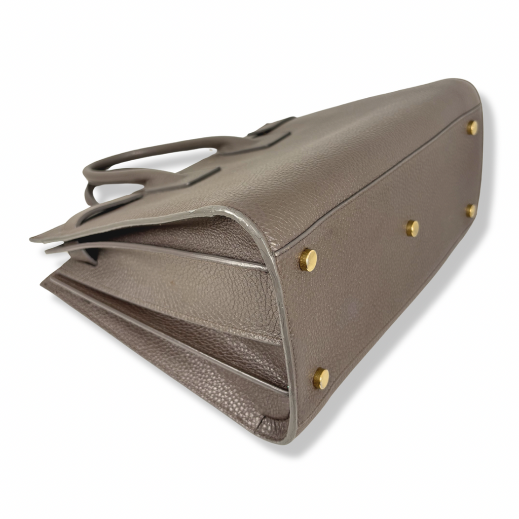 Sac De Jour Grey Grained Calfskin Leather