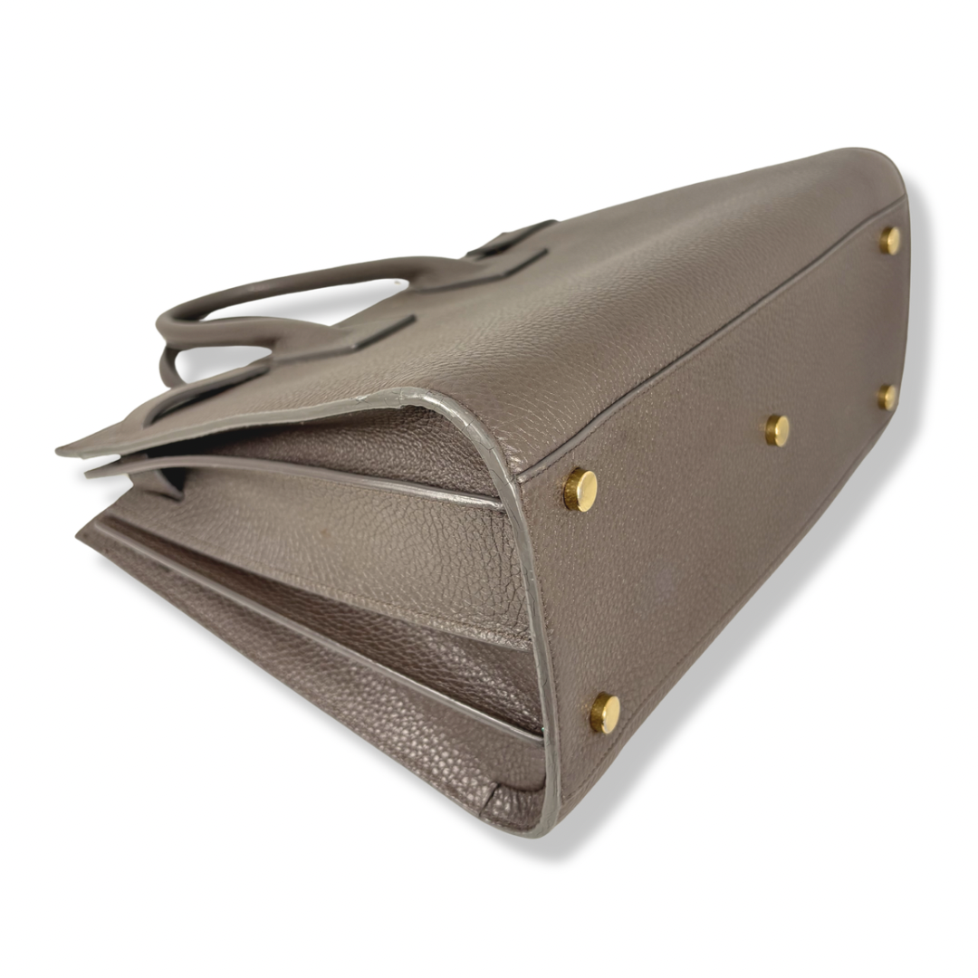 Sac De Jour Grey Grained Calfskin Leather