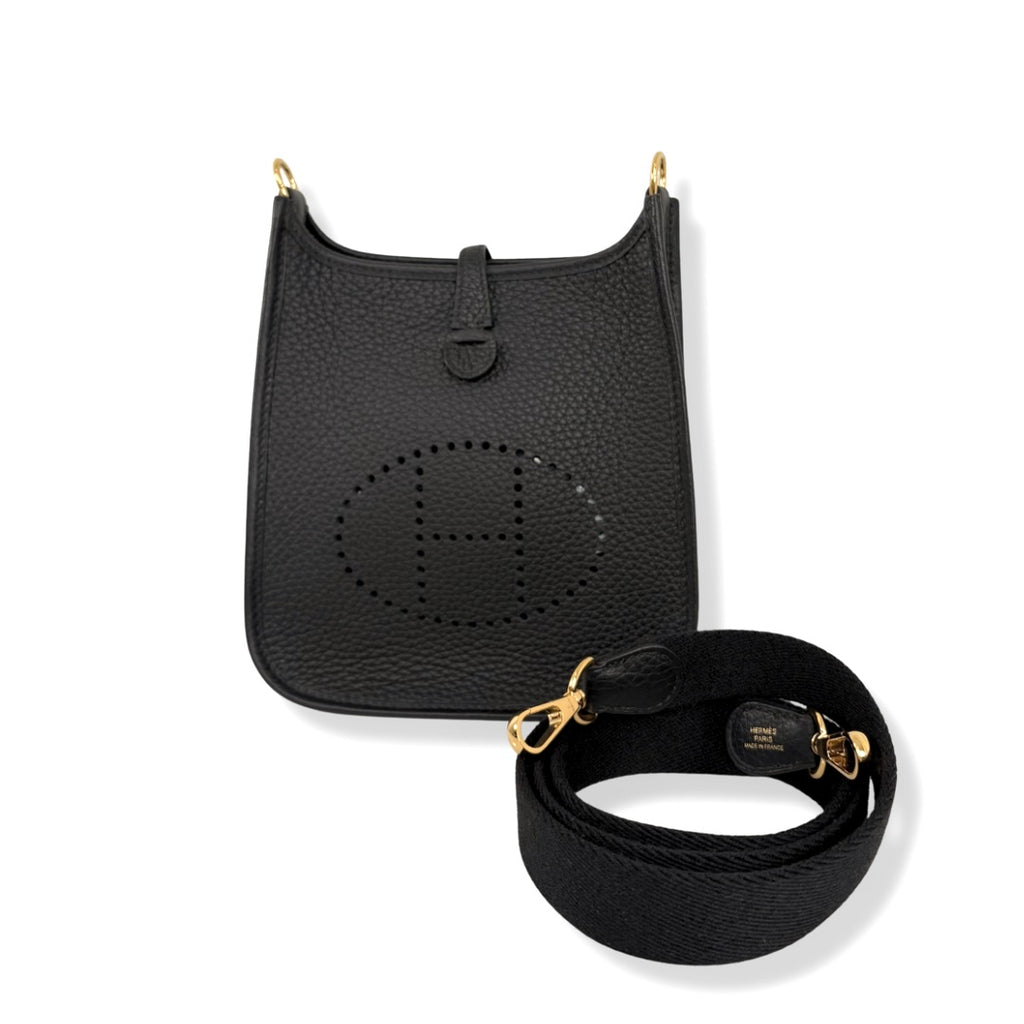 Hermès Mini Evelyne 16 TPM Black Taurillon Clemence Leather Gold Hardware
