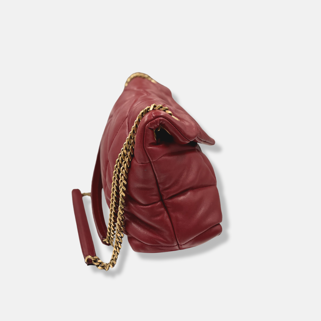 Loulou Puffer Small Red Lambskin Leather Gold Hardware