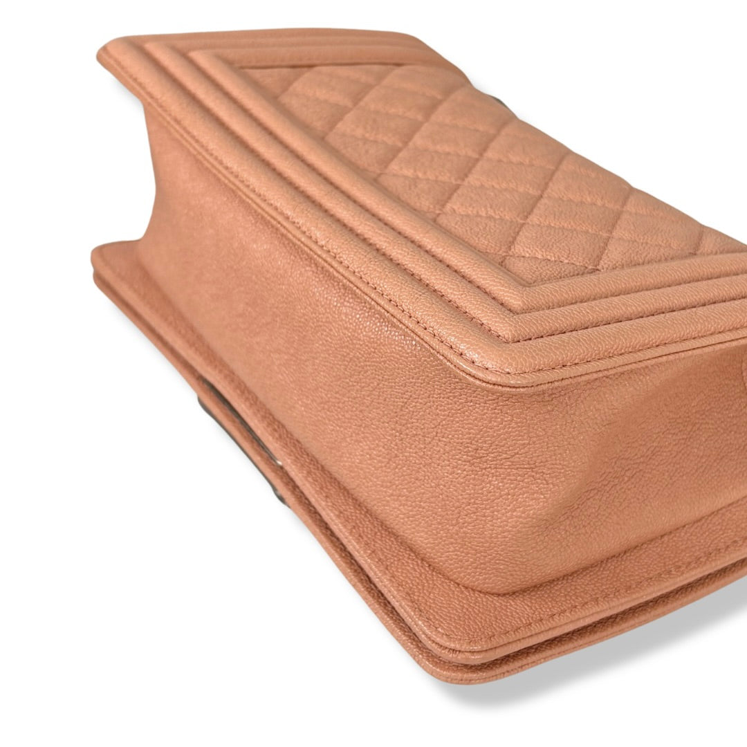 Boy Flap Blush Pink Caviar Leather Silver-Tone Hardware