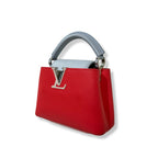 Taurillon Capucines Mini Bag Coral & Light Blue Colorway
