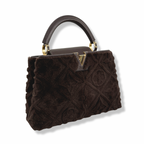 Capucines BB Brown Quilted Fur Gold Hardware