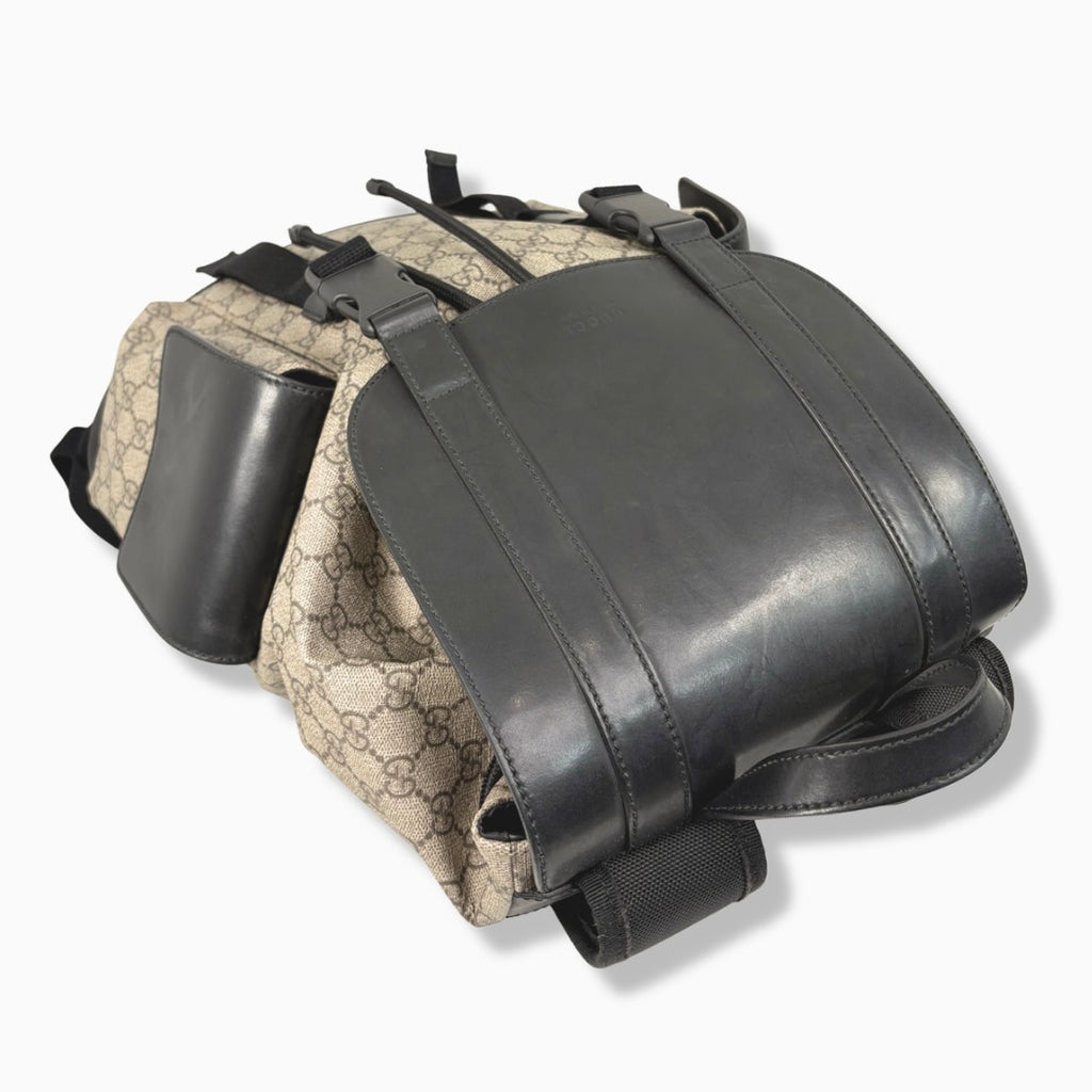 Backpack GG Supreme Monogram Beige & Black Leather Trim