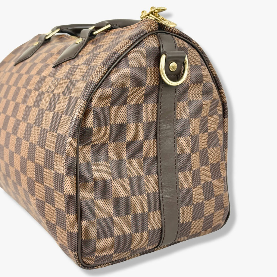 Speedy Bandoulière 30 Damier Ebene Leather Gold Hardware