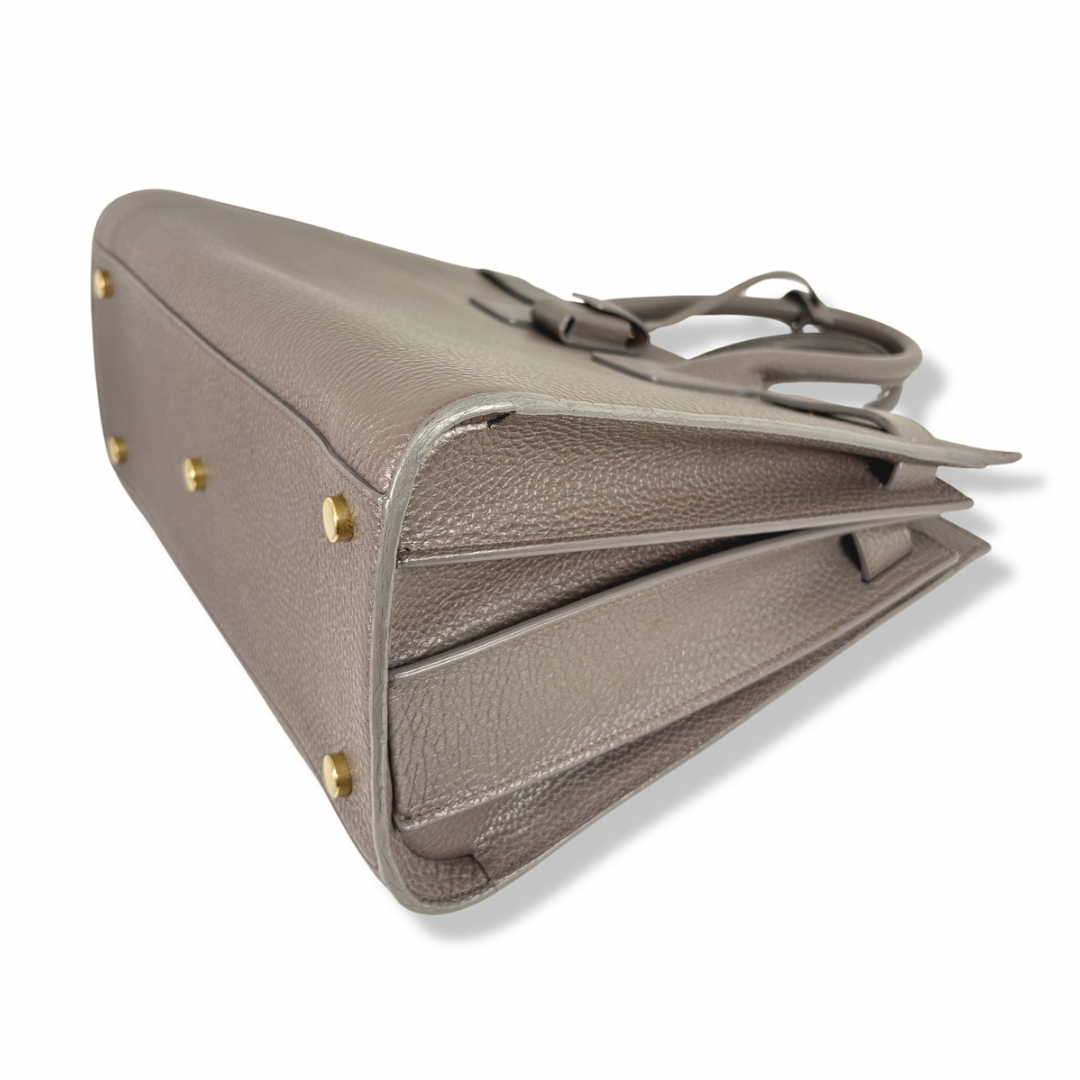 Sac De Jour Grey Grained Calfskin Leather