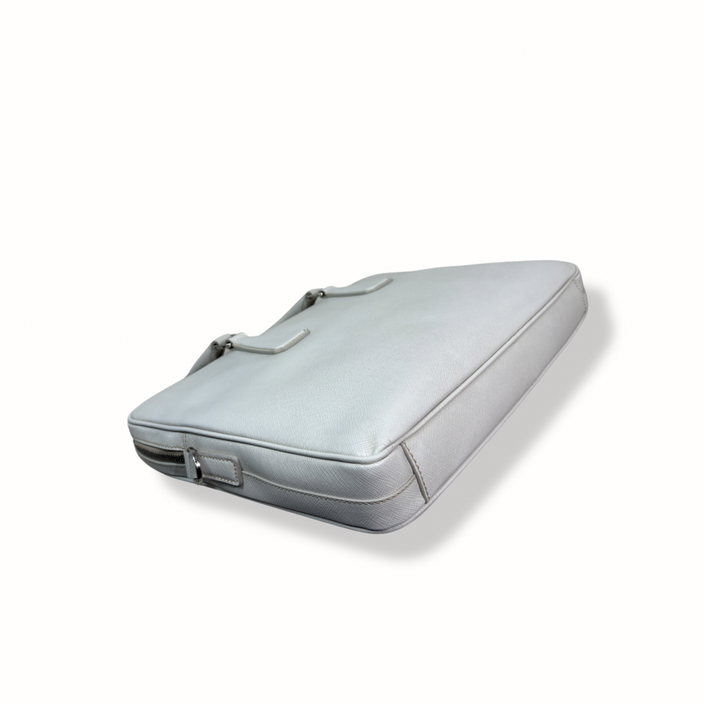 Saffiano Travel Galleria Briefcase/Laptop Bag White