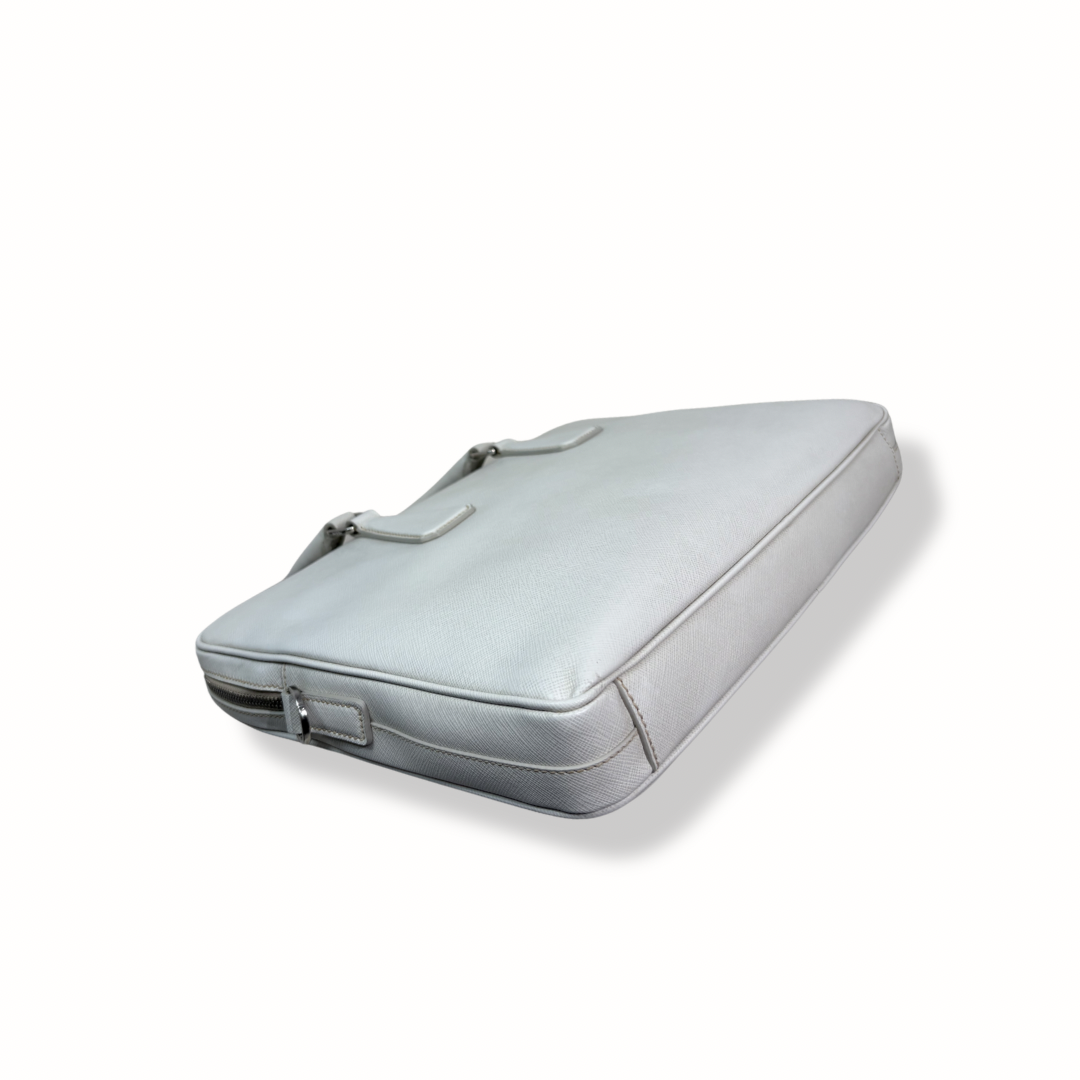Saffiano Travel Galleria Briefcase/Laptop Bag White