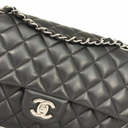 Classic Double Flap Medium Black Lambskin Leather Silver Hardware