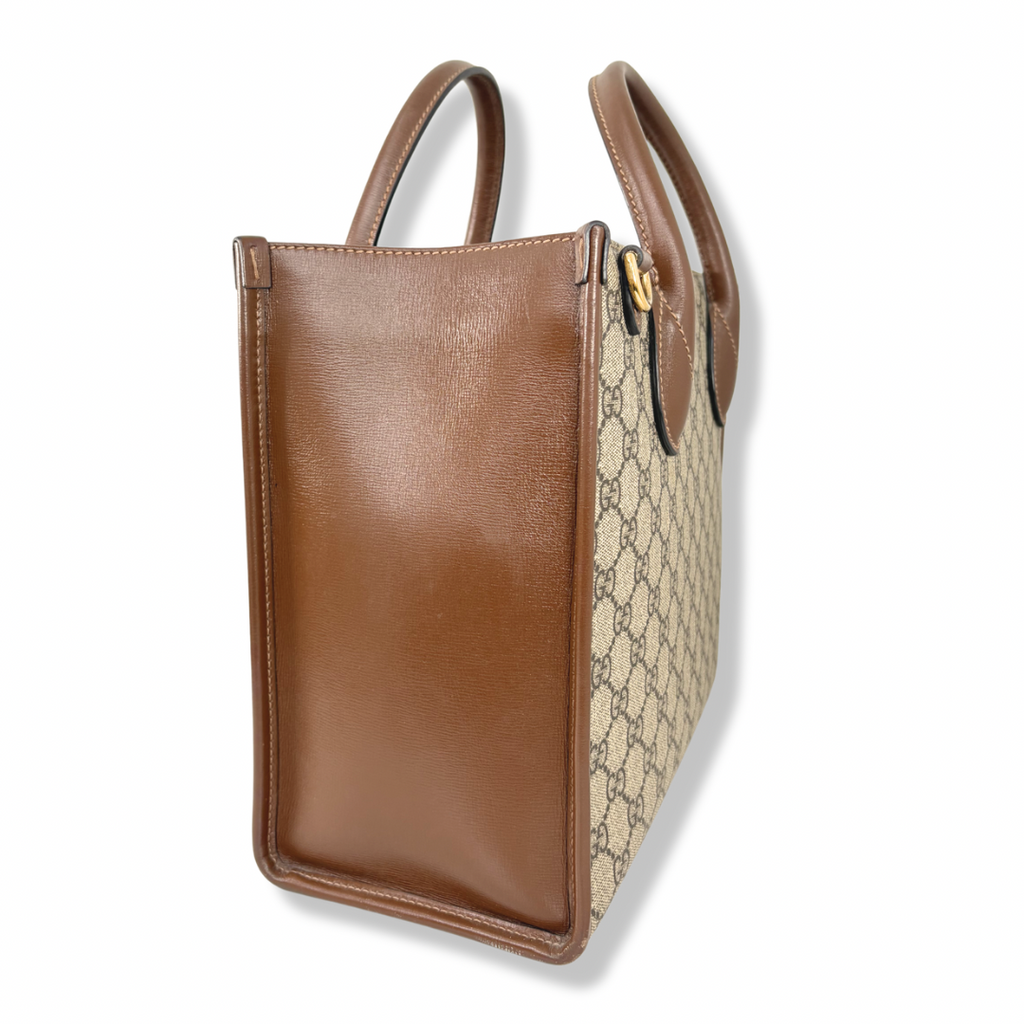 GG Supreme Canvas Small Tote Bag Beige & Ebony