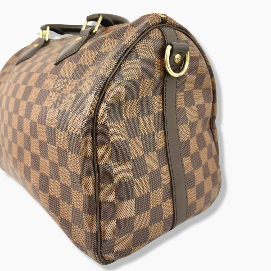 Speedy Bandoulière 30 Damier Ebene Leather Gold Hardware