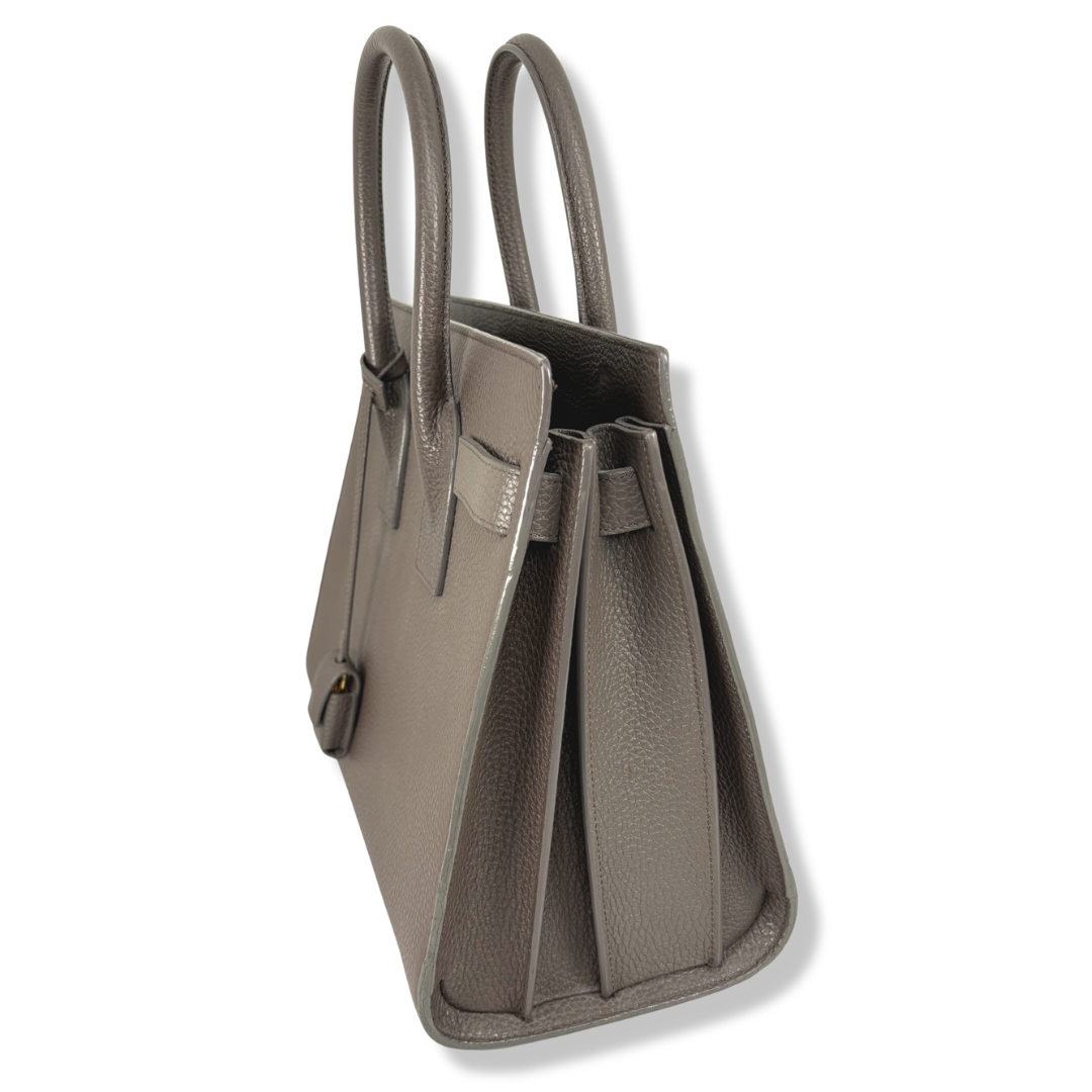 Sac De Jour Grey Grained Calfskin Leather