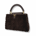 Capucines BB Brown Quilted Fur Gold Hardware