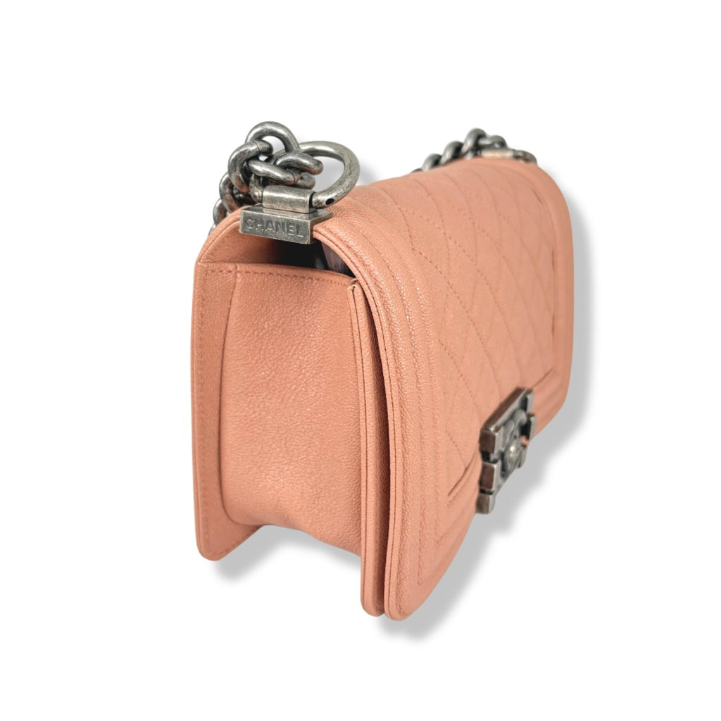 Boy Flap Blush Pink Caviar Leather Silver-Tone Hardware