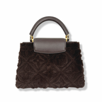 Capucines BB Brown Quilted Fur Gold Hardware