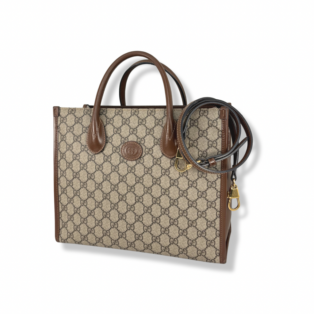 GG Supreme Canvas Small Tote Bag Beige & Ebony