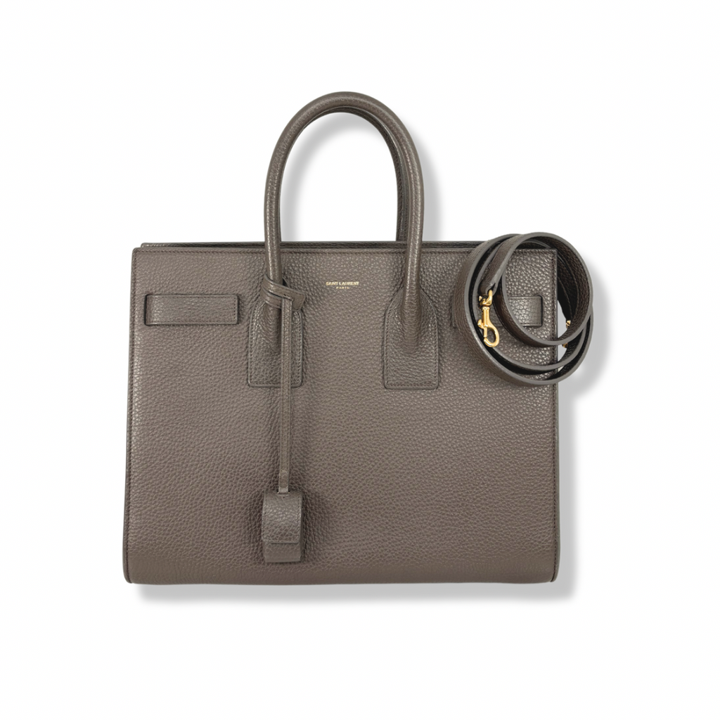 Sac De Jour Grey Grained Calfskin Leather