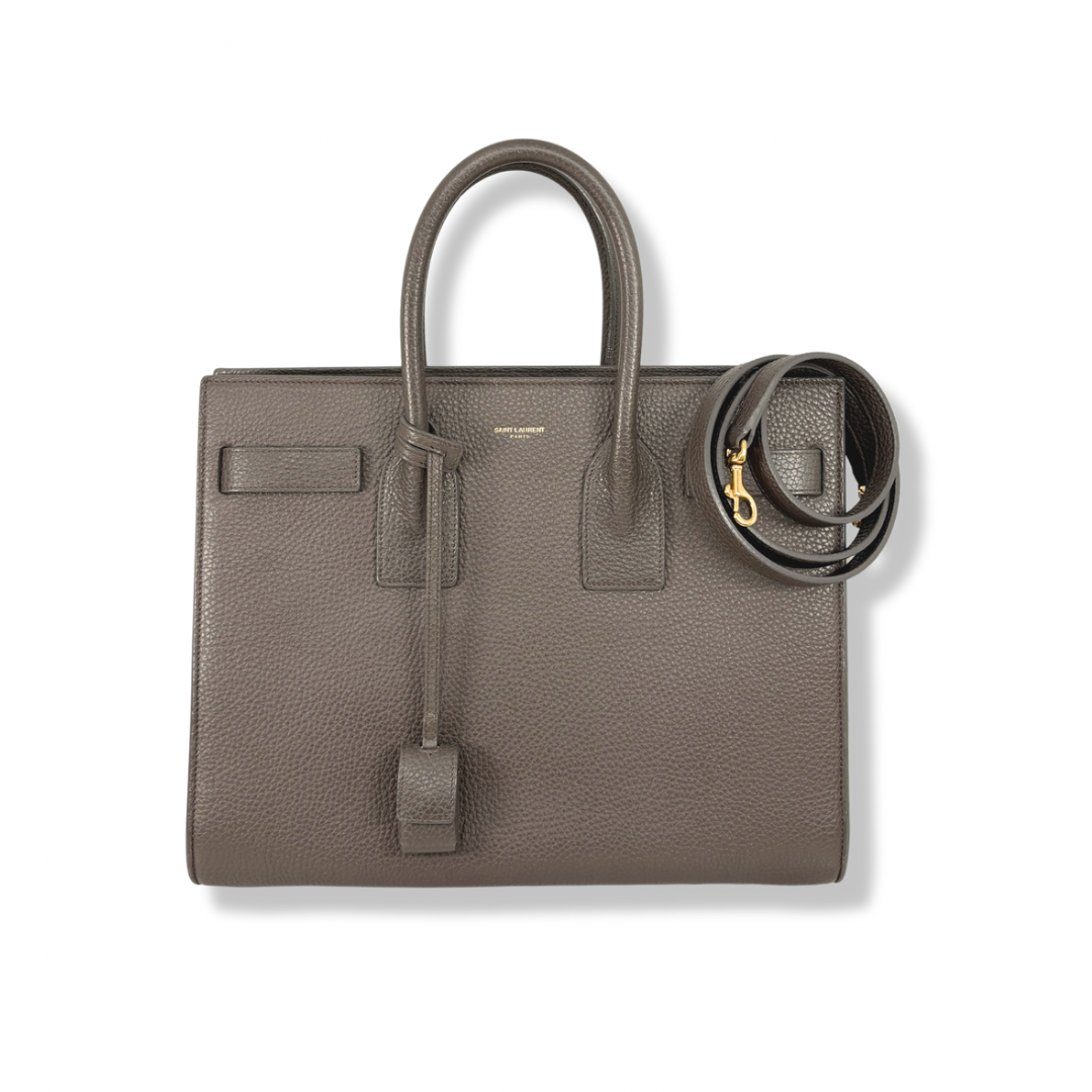 Sac De Jour Grey Grained Calfskin Leather