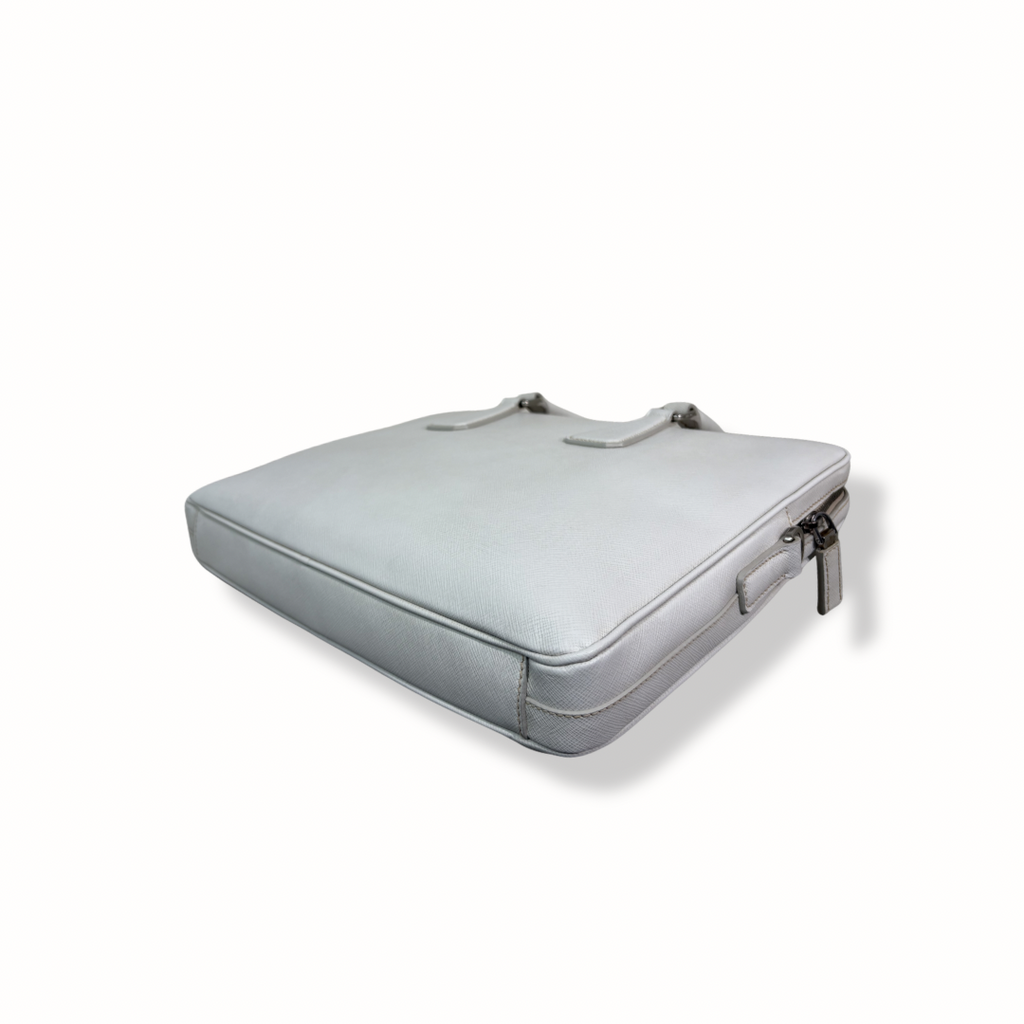 Saffiano Travel Galleria Briefcase/Laptop Bag White
