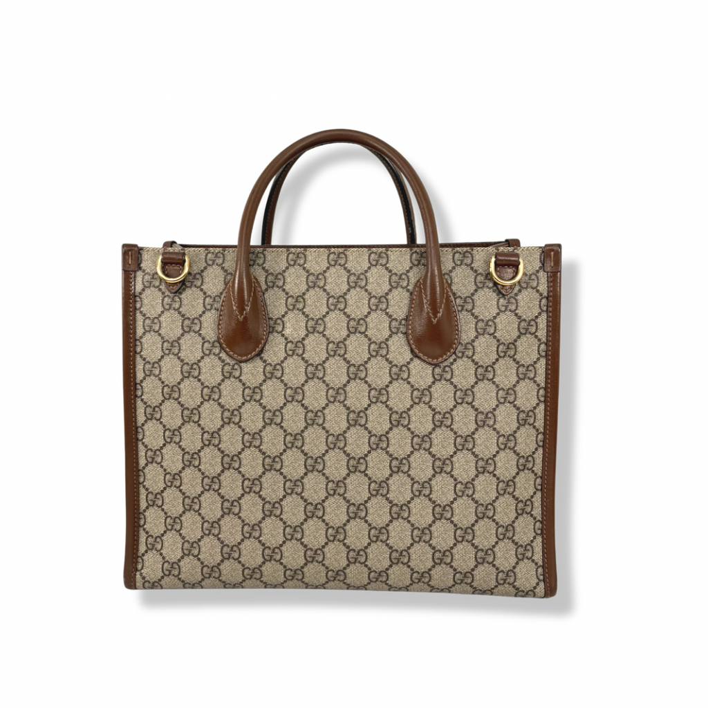 GG Supreme Canvas Small Tote Bag Beige & Ebony