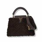 Capucines BB Brown Quilted Fur Gold Hardware