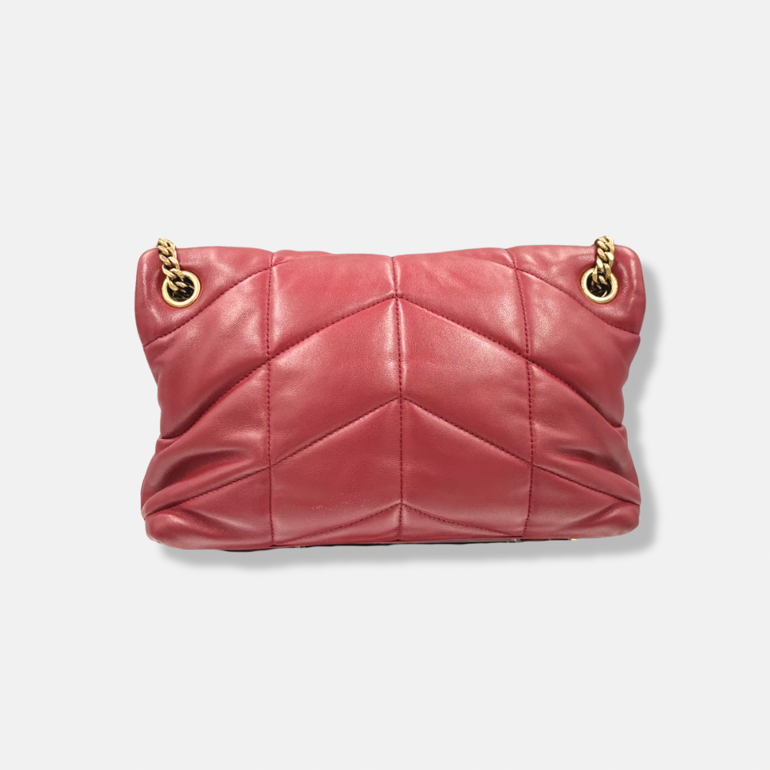 Loulou Puffer Small Red Lambskin Leather Gold Hardware