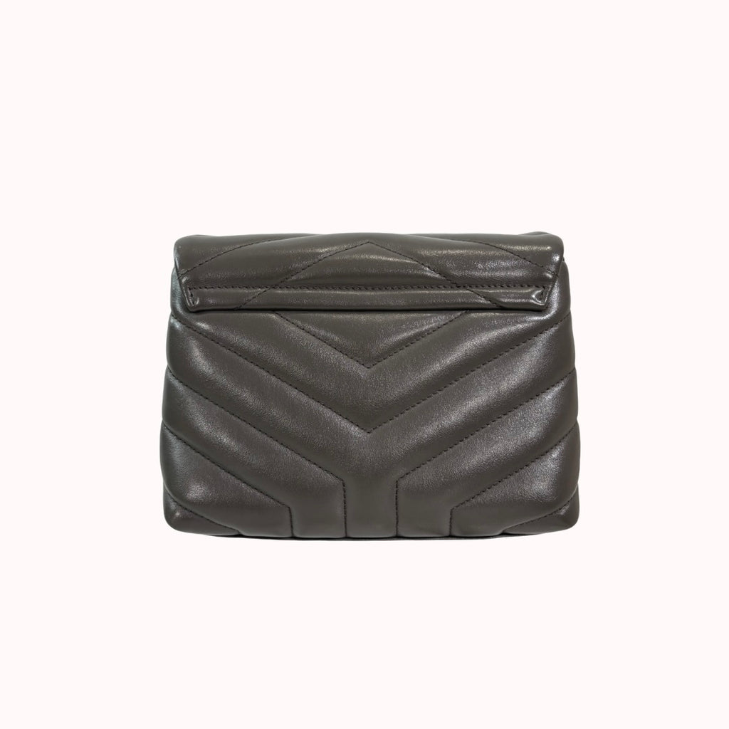 Grey Chevron Quilted Leather Toy LouLou Silver Hardware