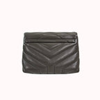 Grey Chevron Quilted Leather Toy LouLou Silver Hardware