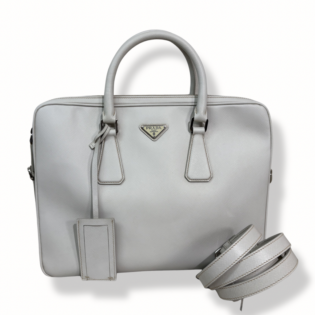 Saffiano Travel Galleria Briefcase/Laptop Bag White