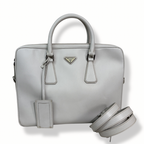 Saffiano Travel Galleria Briefcase/Laptop Bag White