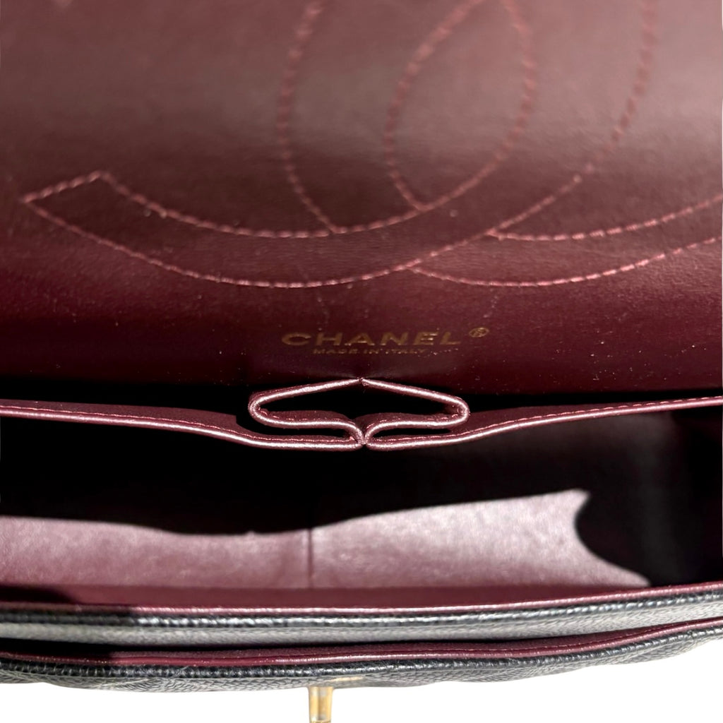 Classic Double Flap Jumbo Black Caviar Gold Hardware Series 22