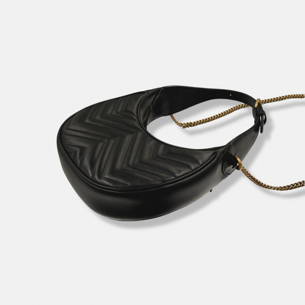 Half Moon Mini Bag Black GG Marmont Gold Hardware