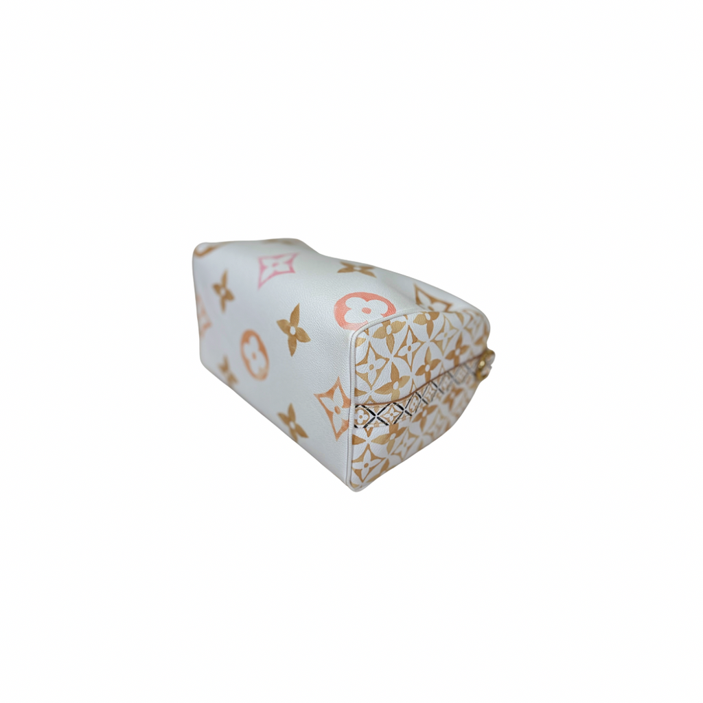 Speedy Bandouliere 25 Cream White Monogram Coated Canvas Gold Hardware