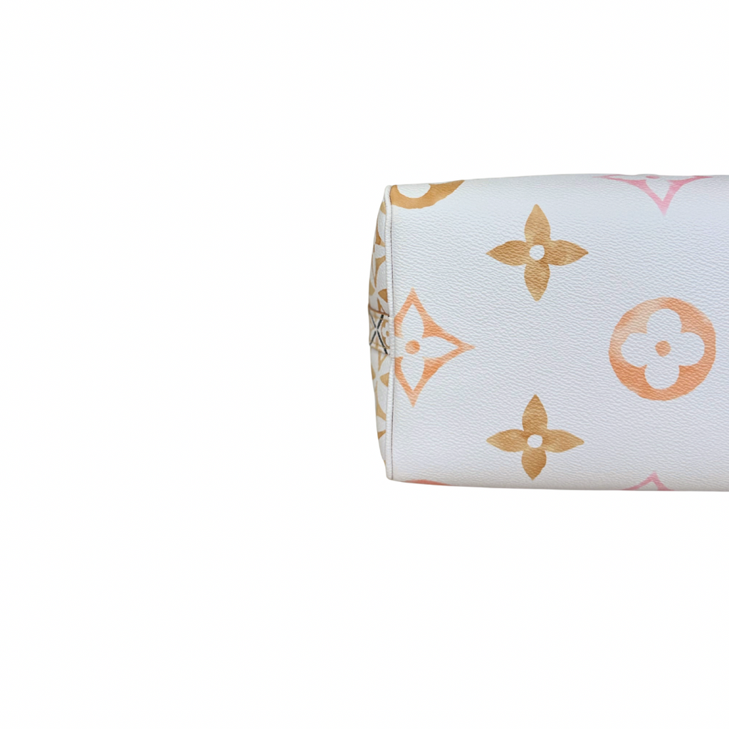 Speedy Bandouliere 25 Cream White Monogram Coated Canvas Gold Hardware