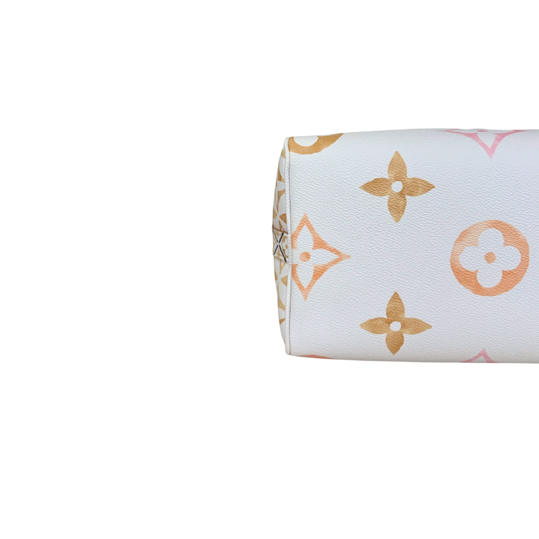 Speedy Bandouliere 25 Cream White Monogram Coated Canvas Gold Hardware
