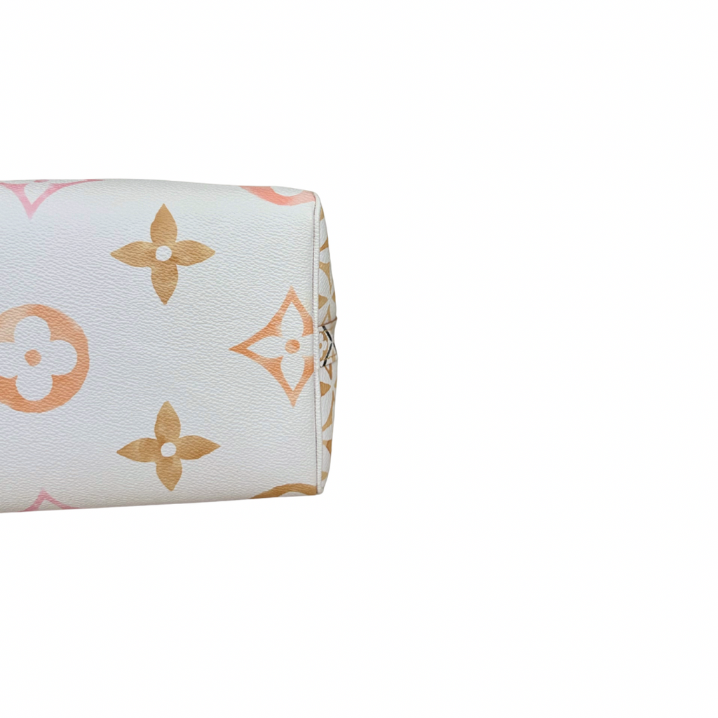 Speedy Bandouliere 25 Cream White Monogram Coated Canvas Gold Hardware